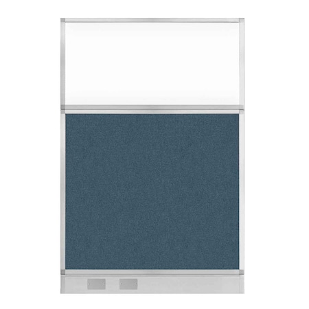 Versare Hush Panel Cubicle Partition 4' x 6' W/ Window Caribbean Fabric Clear Window W/ Cable Channel 1812545-2